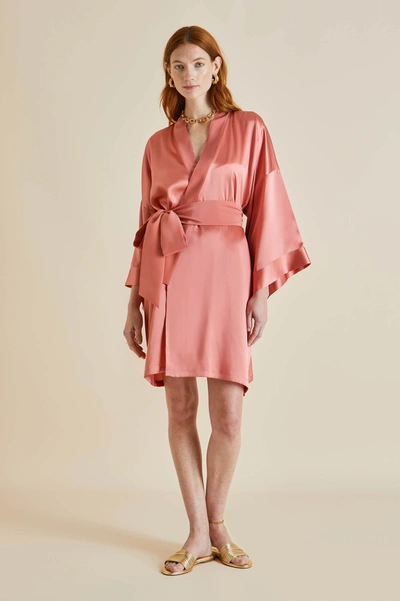 Shop Olivia Von Halle Mimi Rose Pink Silk Satin Robe