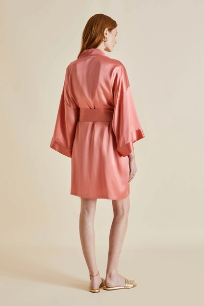 Shop Olivia Von Halle Mimi Rose Pink Silk Satin Robe