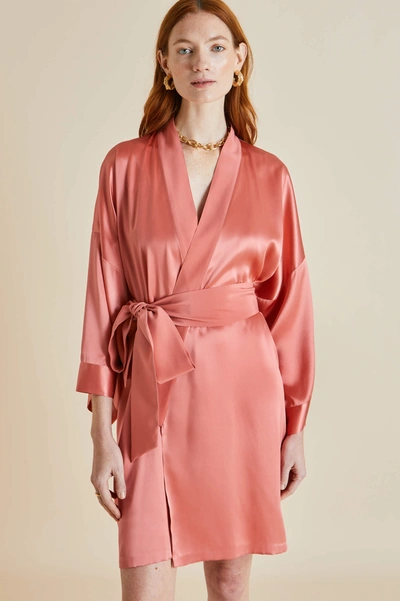 Shop Olivia Von Halle Mimi Rose Pink Silk Satin Robe