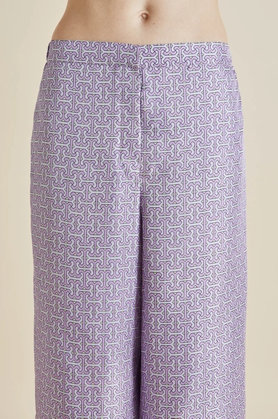 Shop Olivia Von Halle Wolfe Horizon Lilac Geometric Silk Twill Pyjamas