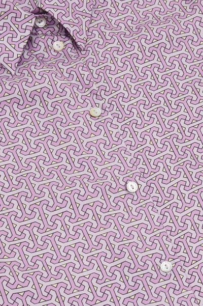 Shop Olivia Von Halle Wolfe Horizon Lilac Geometric Silk Twill Pyjamas