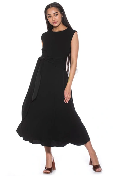 Shop Alexia Admor Paris Sleeveless Asymmetric Tie Midi Dress In Black