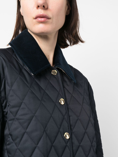 Shop Burberry Quilted Jacket In Blue