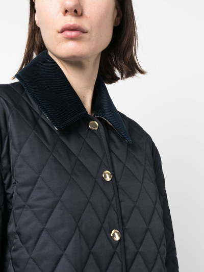 Burberry Reversible Corduroy-trimmed Quilted Shell And Checked Cotton Jacket In Blue