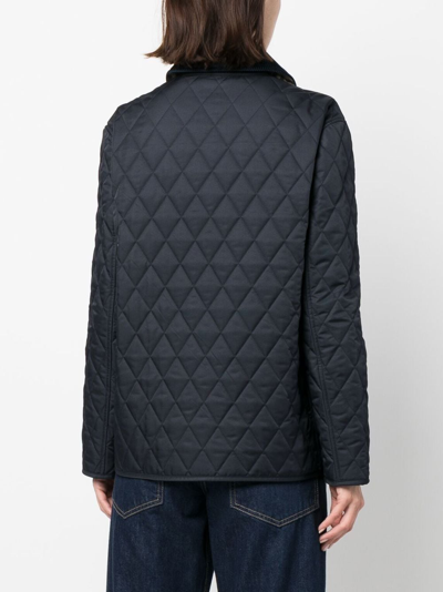 Shop Burberry Quilted Jacket In Blue