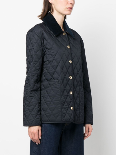 Shop Burberry Quilted Jacket In Blue