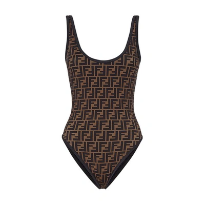 Shop Fendi One-piece Swimsuit In Noir