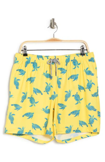 Shop Rainforest Turtles Of The Sea Swim Trunks In Lemon