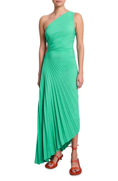 Shop A.l.c Delfina Cutout One-shoulder Maxi Dress In Deep Mint