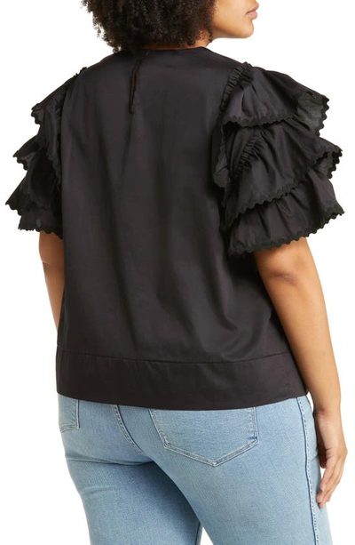 Shop Harshman Juliette Ruffle Sleeve Blouse In Black