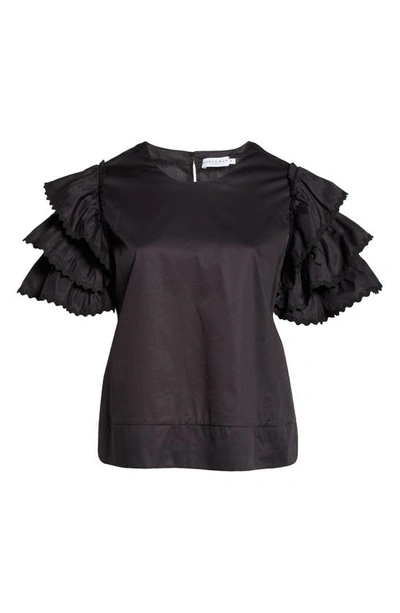 Shop Harshman Juliette Ruffle Sleeve Blouse In Black