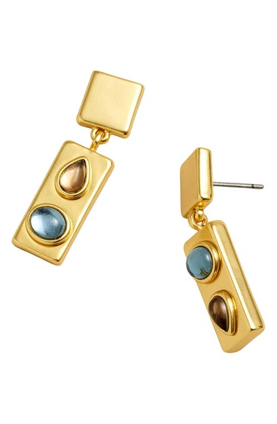 Shop Madewell Stacked Stone Drop Earrings In Vintage Gold