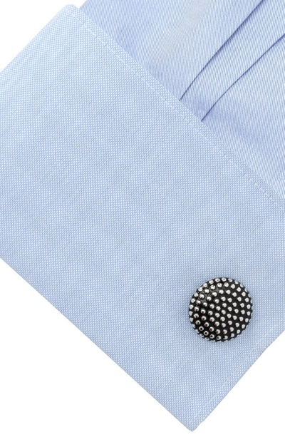 Shop Cufflinks, Inc Textured Circle Cuff Links In Silver