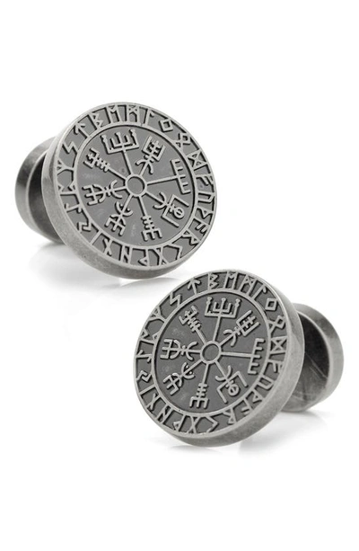 Shop Cufflinks, Inc Viking Compass Cuff Links In Silver