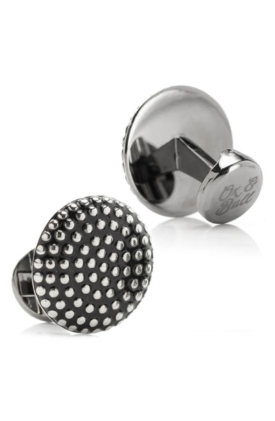 Shop Cufflinks, Inc Textured Circle Cuff Links In Silver