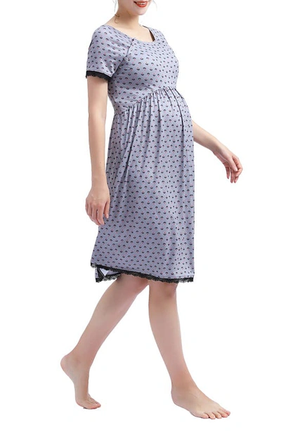 Kimi And Kai Exa Maternity/nursing Nightgown In Grey