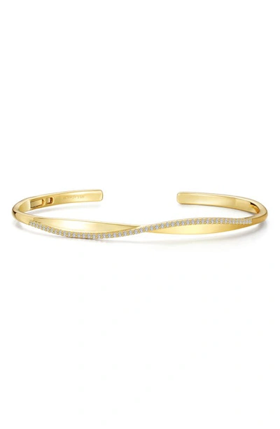 Shop Lafonn Pavé Simulated Diamond Twisted Bangle Bracelet In White/ Gold