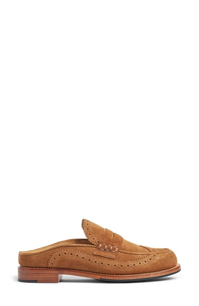 The Office Of Angela Scott Miss Emma Brogue Suede Mules In Cognac Suede