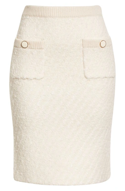 St John St. John Collection Bouclé Twill Knit Skirt In Ecru