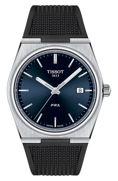 Tissot Men's Swiss Prx Black Rubber Strap Watch 40mm In Black