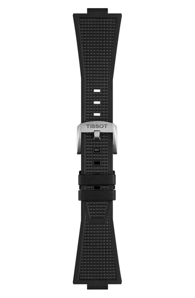 Tissot Prx Powermatic 80 Automatic Blue Dial Black Rubber Strap Men's Watch T137.407.17.041.00 In Black