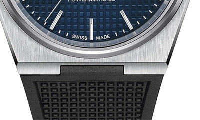 Tissot Prx Powermatic 80 Automatic Blue Dial Black Rubber Strap Men's Watch T137.407.17.041.00 In Black