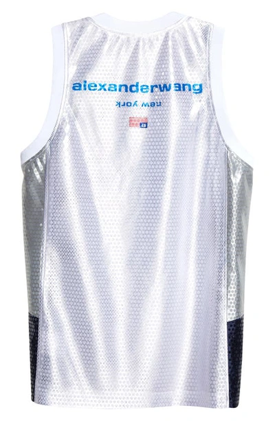 Shop Alexander Wang Astar Sequin Basketball Jersey In White Multi