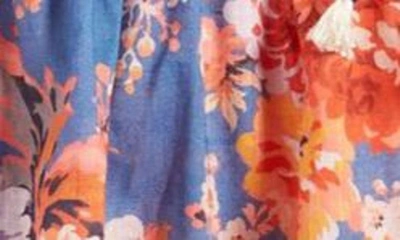 Shop Zimmermann Kids' Devi Floral Sleeveless Flip Dress In Blue Floral