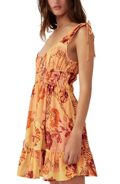 Shop Free People Vernon Floral Print Crinkle Cotton Sundress In Sunshine Combo