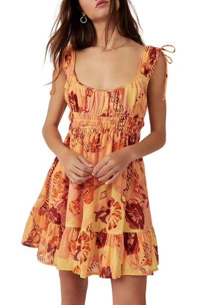Shop Free People Vernon Floral Print Crinkle Cotton Sundress In Sunshine Combo