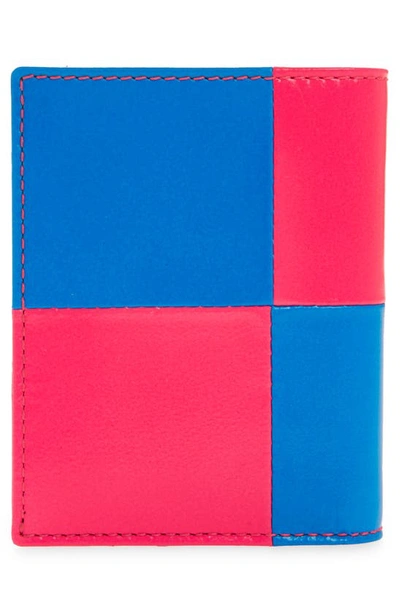 Shop Comme Des Garçons Fluo Squares Card Case In Pink/ Blue