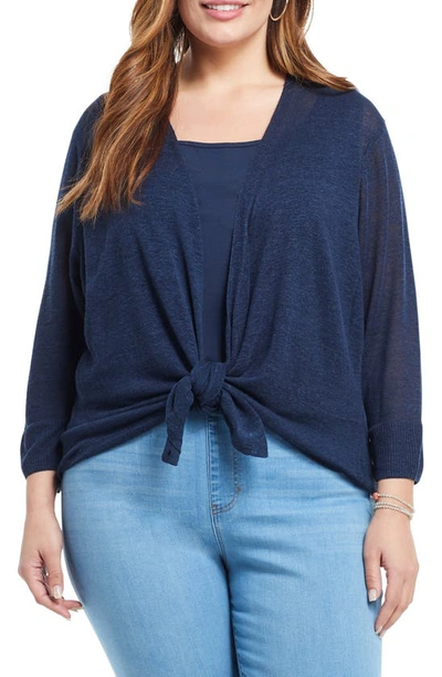 Shop Nic + Zoe Nic+zoe '4-way' Three Quarter Sleeve Convertible Cardigan In Dark Indigo