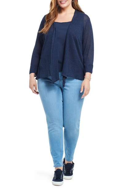 Shop Nic + Zoe Nic+zoe '4-way' Three Quarter Sleeve Convertible Cardigan In Dark Indigo