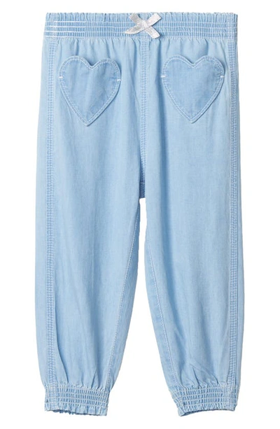 Hatley Heart Patch Pocket Cotton Chambray Joggers In Blue