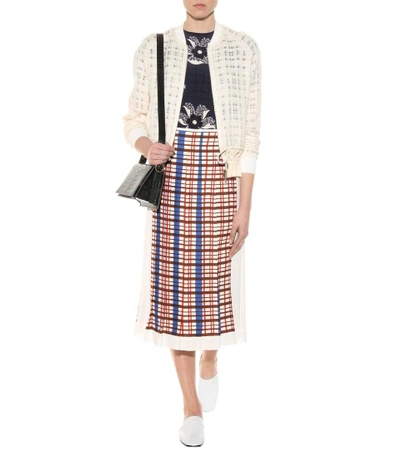 Shop Victoria Beckham Printed Pleated Midi Skirt In Multicoloured