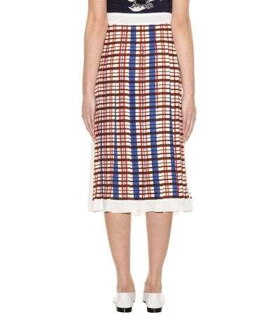 Shop Victoria Beckham Printed Pleated Midi Skirt In Multicoloured