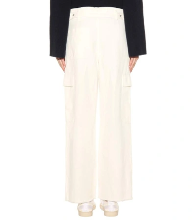 Shop Helmut Lang Wide-leg Cotton And Linen Twill Trousers In White