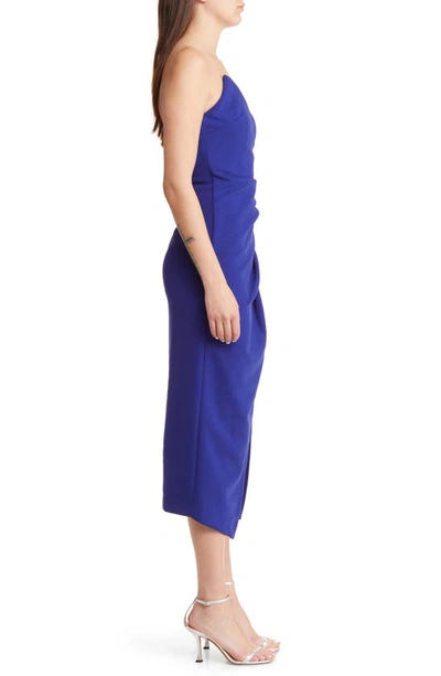 Shop Misha Collection Easton Ruched Strapless Dress In Spectrum Blue