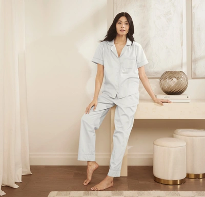 Shop Boll & Branch Organic Signature Short Sleeve & Pants Pajama Set In Sky