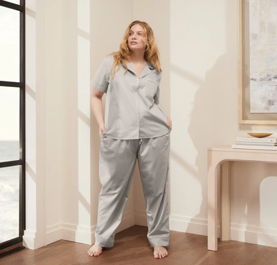 Shop Boll & Branch Organic Signature Short Sleeve & Pants Pajama Set In Pewter