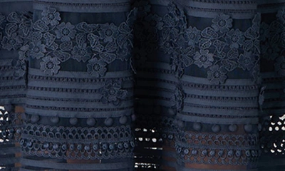 Shop Carolina Herrera Embroidered Puff Sleeve Dress In Midnight