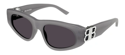 Shop Balenciaga Bb0095s 015 Oval Sunglasses In Grey