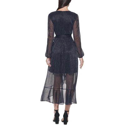 Shop Kensie Womens Faux Wrap Metallic Midi Dress In Multi