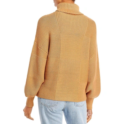 Shop Staud Womens Ribbed Knit Pattern Turtleneck Sweater In Brown