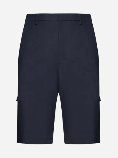 Shop Lardini Wool-blend Shorts In Blue