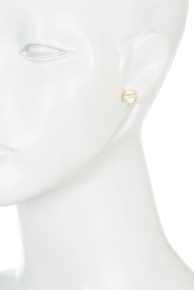 Adornia Pave Line Disc Studs  Gold In Gold