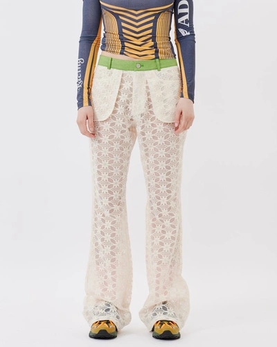 Shop Andersson Bell Flower See-through Trousers In White