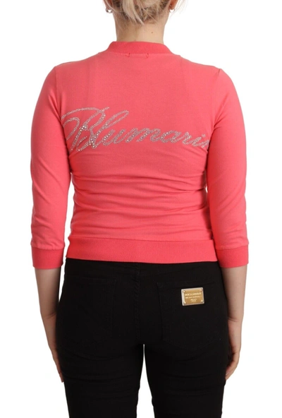 Shop Blumarine Pink 3/4 Sleeve Zip Embellished Women's Sweater