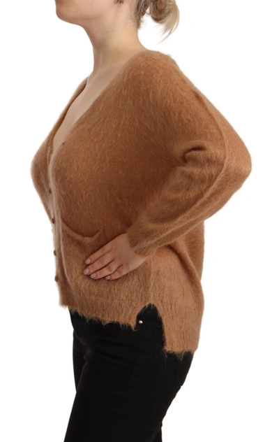 Shop Pink Memories Brown Cardigan V-neck Long Sleeve Women's Sweater