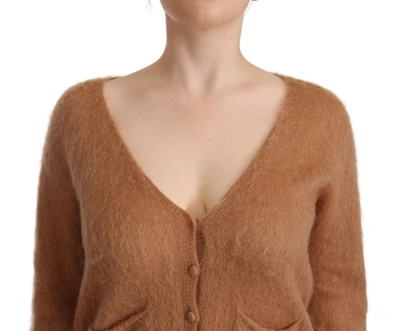 Shop Pink Memories Brown Cardigan V-neck Long Sleeve Women's Sweater